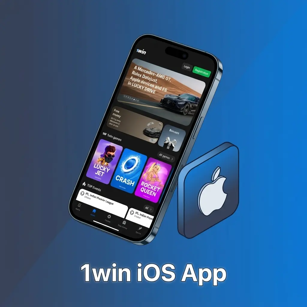 1win iOS app setup guide showing steps to add the mobile website shortcut to iPhone or iPad home screen via Safari
