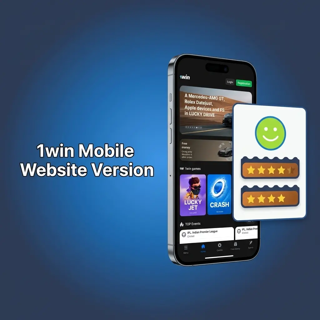 1win mobile website interface displayed on smartphone and tablet browsers with sports betting and casino features visible
