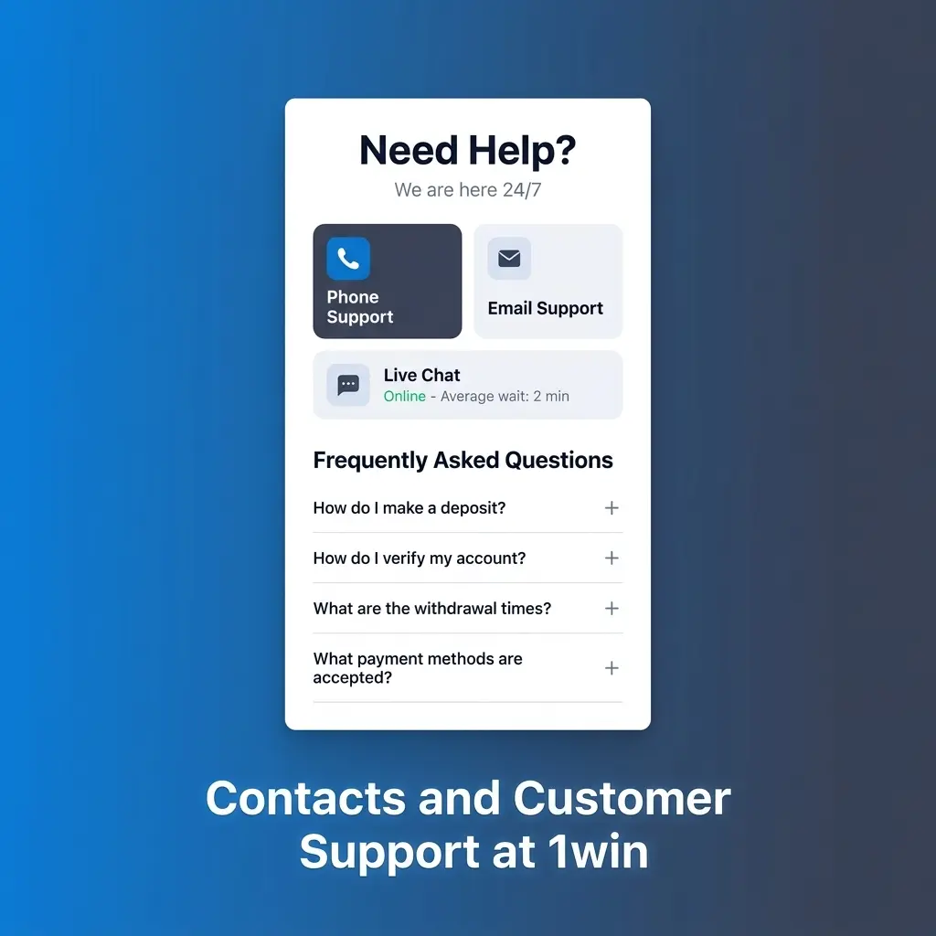 1win customer support channels including live chat, email, Telegram, and FAQ for Indian players available 24/7